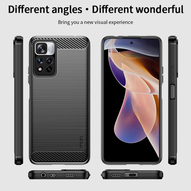 For Xiaomi Redmi Note11 Pro / Note 11 Pro+ MOFI Gentleness Series Brushed Texture Carbon Fiber Soft TPU Phone Case(Blue) - Xiaomi Cases by MOFI | Online Shopping South Africa | PMC TechLife