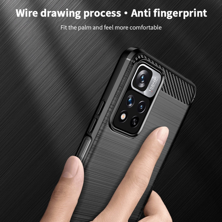 For Xiaomi Redmi Note11 Pro / Note 11 Pro+ MOFI Gentleness Series Brushed Texture Carbon Fiber Soft TPU Phone Case(Blue) - Xiaomi Cases by MOFI | Online Shopping South Africa | PMC TechLife