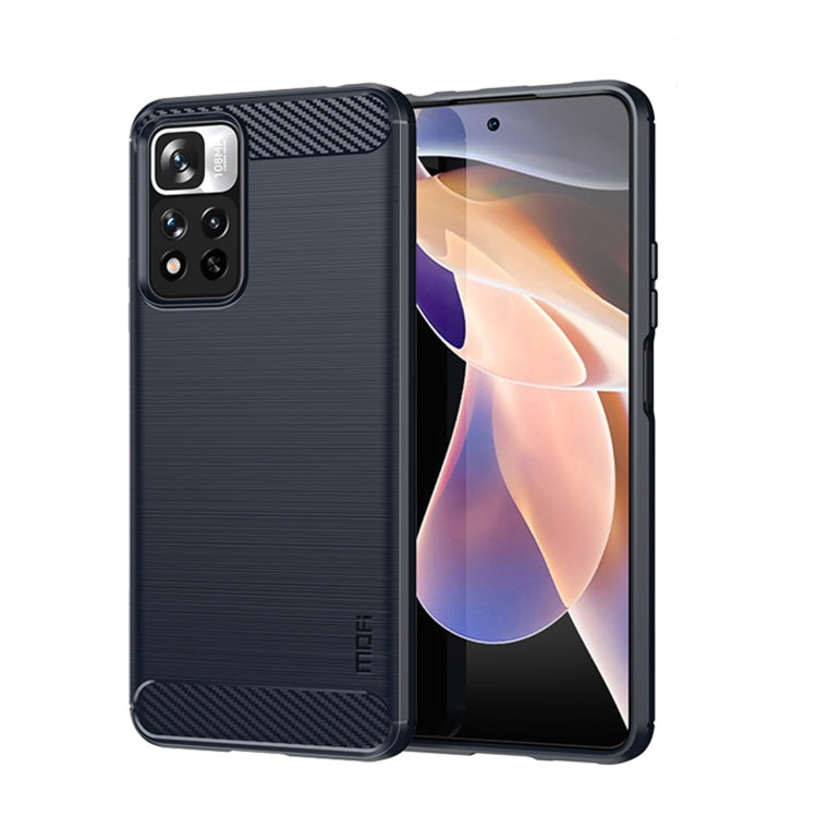 For Xiaomi Redmi Note11 Pro / Note 11 Pro+ MOFI Gentleness Series Brushed Texture Carbon Fiber Soft TPU Phone Case(Blue) - Xiaomi Cases by MOFI | Online Shopping South Africa | PMC TechLife