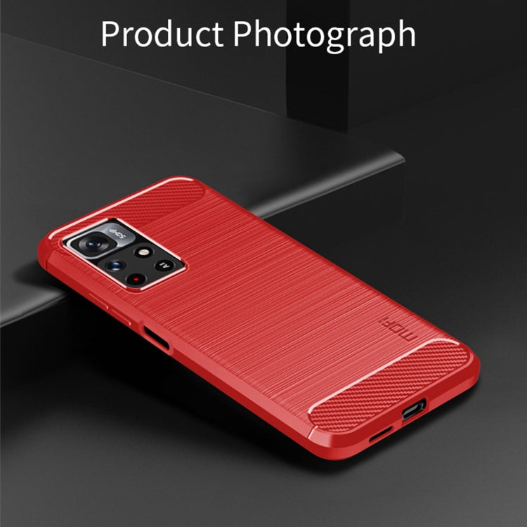 For Xiaomi Redmi Note11 Pro / Note 11 Pro+ MOFI Gentleness Series Brushed Texture Carbon Fiber Soft TPU Phone Case(Red) - Xiaomi Cases by MOFI | Online Shopping South Africa | PMC TechLife
