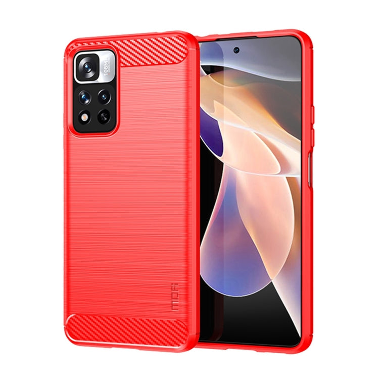 For Xiaomi Redmi Note11 Pro / Note 11 Pro+ MOFI Gentleness Series Brushed Texture Carbon Fiber Soft TPU Phone Case(Red) - Xiaomi Cases by MOFI | Online Shopping South Africa | PMC TechLife