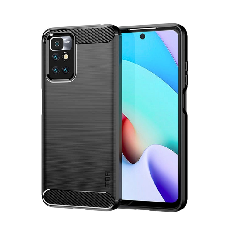 For Xiaomi Redmi 10 / 10 Prime MOFI Gentleness Series Brushed Texture Carbon Fiber Soft TPU Phone Case(Black) - Xiaomi Cases by MOFI | Online Shopping South Africa | PMC TechLife