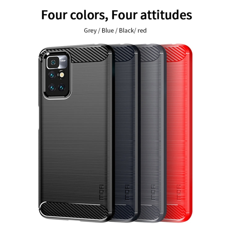 For Xiaomi Redmi 10 / 10 Prime MOFI Gentleness Series Brushed Texture Carbon Fiber Soft TPU Phone Case(Gray) - Xiaomi Cases by MOFI | Online Shopping South Africa | PMC TechLife | Buy Now Pay Later Mobicred