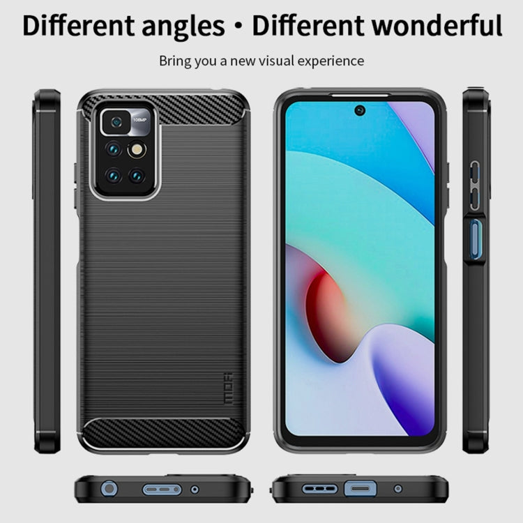 For Xiaomi Redmi 10 / 10 Prime MOFI Gentleness Series Brushed Texture Carbon Fiber Soft TPU Phone Case(Red) - Xiaomi Cases by MOFI | Online Shopping South Africa | PMC TechLife