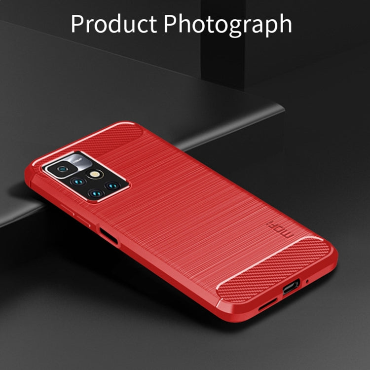 For Xiaomi Redmi 10 / 10 Prime MOFI Gentleness Series Brushed Texture Carbon Fiber Soft TPU Phone Case(Red) - Xiaomi Cases by MOFI | Online Shopping South Africa | PMC TechLife