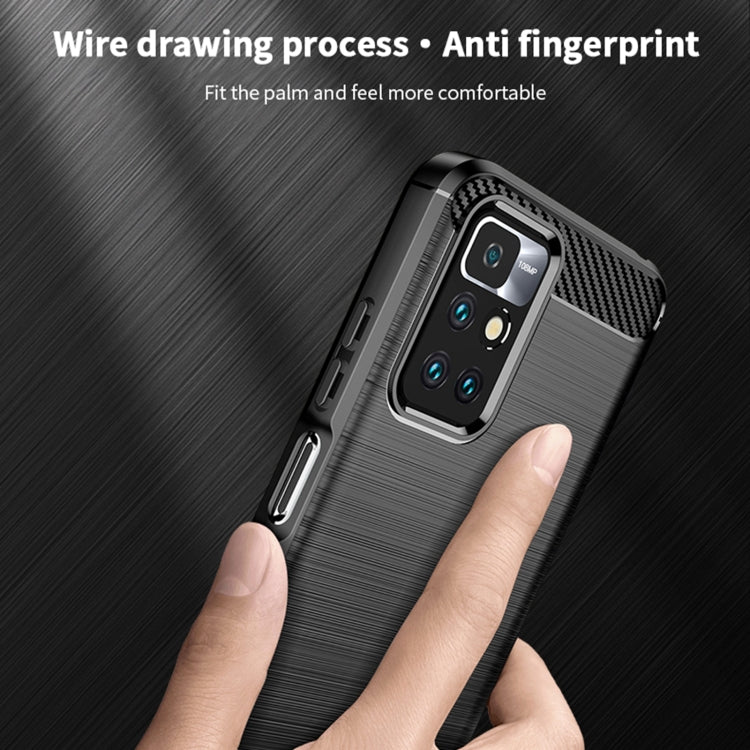 For Xiaomi Redmi 10 / 10 Prime MOFI Gentleness Series Brushed Texture Carbon Fiber Soft TPU Phone Case(Red) - Xiaomi Cases by MOFI | Online Shopping South Africa | PMC TechLife