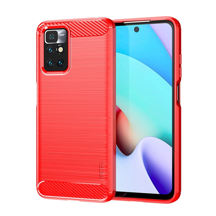 For Xiaomi Redmi 10 / 10 Prime MOFI Gentleness Series Brushed Texture Carbon Fiber Soft TPU Phone Case(Red) - Xiaomi Cases by MOFI | Online Shopping South Africa | PMC TechLife