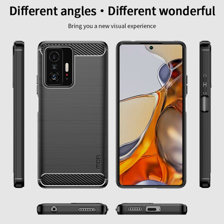 For Xiaomi Mi 11T / 11T Pro MOFI Gentleness Series Brushed Texture Carbon Fiber Soft TPU Phone Case(Black) - Xiaomi Cases by MOFI | Online Shopping South Africa | PMC TechLife