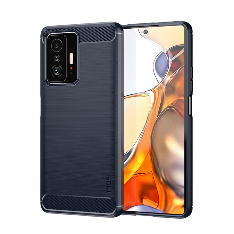 For Xiaomi Mi 11T / 11T Pro MOFI Gentleness Series Brushed Texture Carbon Fiber Soft TPU Phone Case(Blue) - Xiaomi Cases by MOFI | Online Shopping South Africa | PMC TechLife | Buy Now Pay Later Mobicred