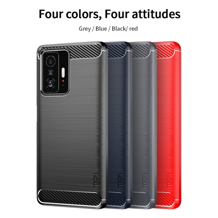For Xiaomi Mi 11T / 11T Pro MOFI Gentleness Series Brushed Texture Carbon Fiber Soft TPU Phone Case(Gray) - Xiaomi Cases by MOFI | Online Shopping South Africa | PMC TechLife