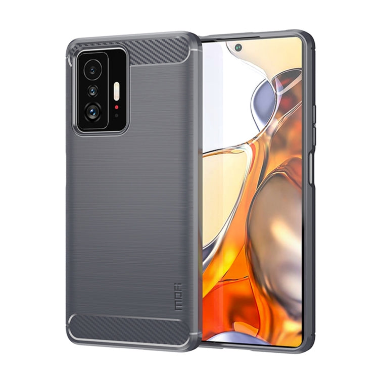 For Xiaomi Mi 11T / 11T Pro MOFI Gentleness Series Brushed Texture Carbon Fiber Soft TPU Phone Case(Gray) - Xiaomi Cases by MOFI | Online Shopping South Africa | PMC TechLife