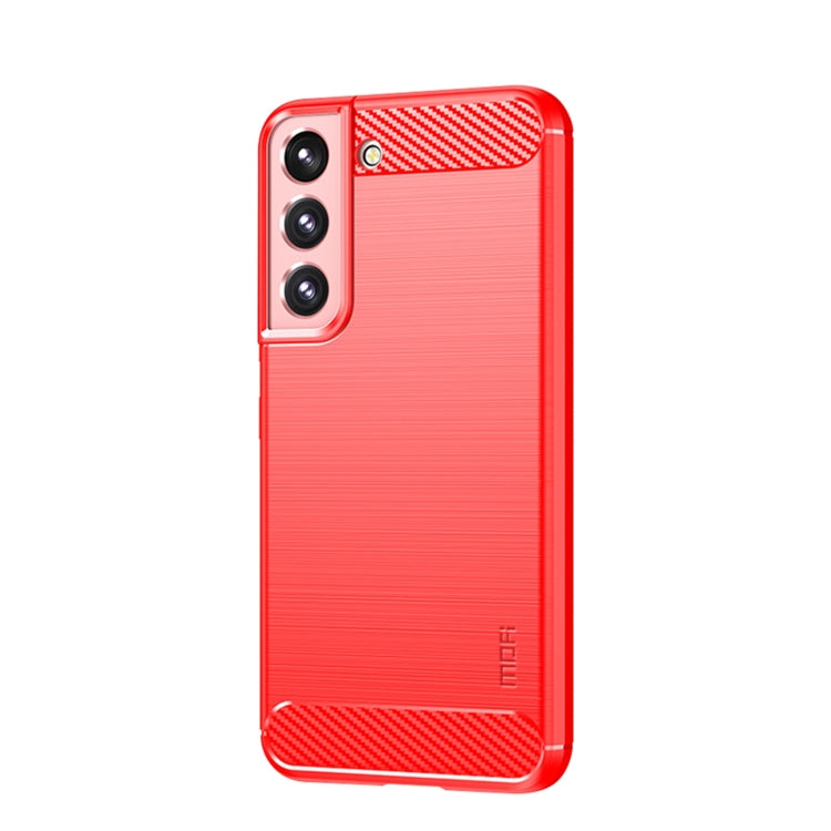 For Samsung Galaxy S22 5G MOFI Gentleness Series Brushed Texture Carbon Fiber Soft TPU Case(Red) - Galaxy S22 5G Cases by MOFI | Online Shopping South Africa | PMC TechLife | Buy Now Pay Later Mobicred