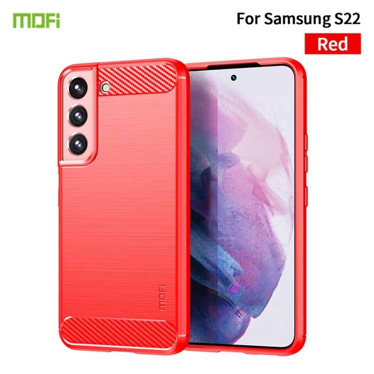 For Samsung Galaxy S22 5G MOFI Gentleness Series Brushed Texture Carbon Fiber Soft TPU Case(Red) - Galaxy S22 5G Cases by MOFI | Online Shopping South Africa | PMC TechLife | Buy Now Pay Later Mobicred