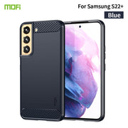 For Samsung Galaxy S22+ 5G MOFI Gentleness Series Brushed Texture Carbon Fiber Soft TPU Case(Blue)