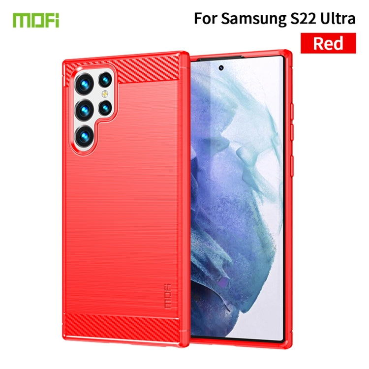 For Samsung Galaxy S22 Ultra 5G MOFI Gentleness Series Brushed Texture Carbon Fiber Soft TPU Case(Red) - Galaxy S22 Ultra 5G Cases by MOFI | Online Shopping South Africa | PMC TechLife | Buy Now Pay Later Mobicred