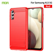 For Samsung Galaxy A13 5G MOFI Gentleness Series Brushed Texture Carbon Fiber Soft TPU Case(Red)