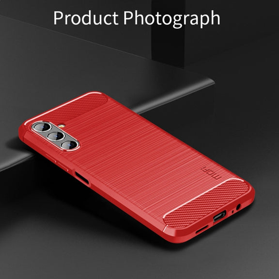 For Samsung Galaxy A13 5G MOFI Gentleness Series Brushed Texture Carbon Fiber Soft TPU Case(Red)