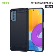 For Samsung Galaxy M52 5G MOFI Gentleness Series Brushed Texture Carbon Fiber Soft TPU Case(Blue)