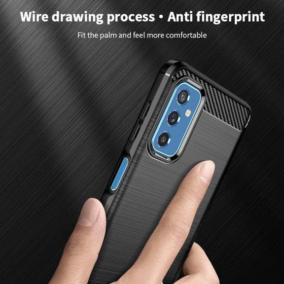 For Samsung Galaxy M52 5G MOFI Gentleness Series Brushed Texture Carbon Fiber Soft TPU Case(Blue)