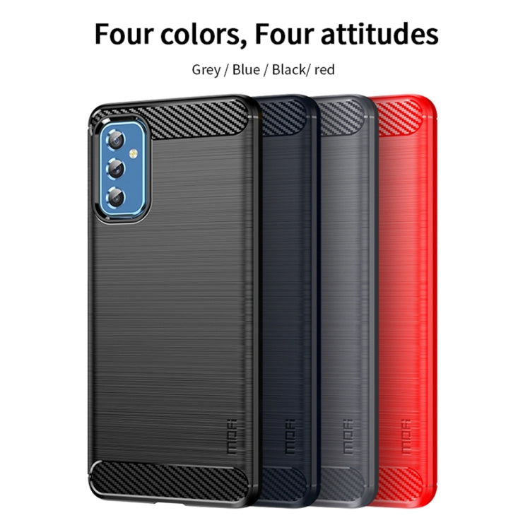 For Samsung Galaxy M52 5G MOFI Gentleness Series Brushed Texture Carbon Fiber Soft TPU Case(Red)