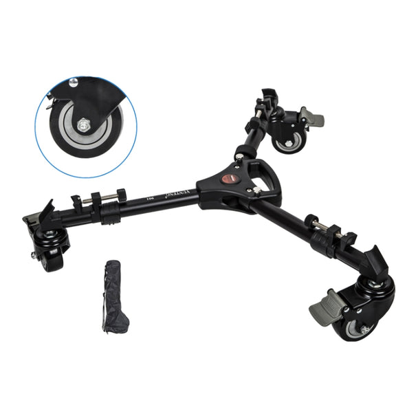 YUNTENG 901 Aluminium Alloy Camera Tripod Foot Wheel Pulley Base, Load 30KG