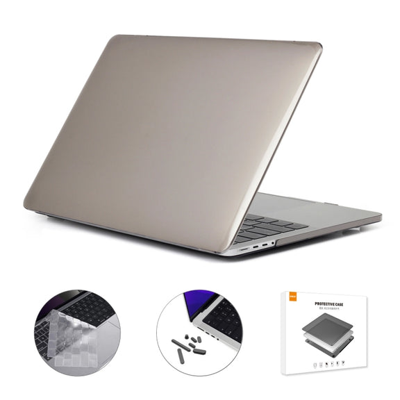 ENKAY Hat-Prince 3 in 1 Crystal Laptop Protective Case + TPU Keyboard Film + Anti-dust Plugs Set for MacBook Pro 16.2 inch A2485 2021/A2880 2023, Version:US Version(Grey)