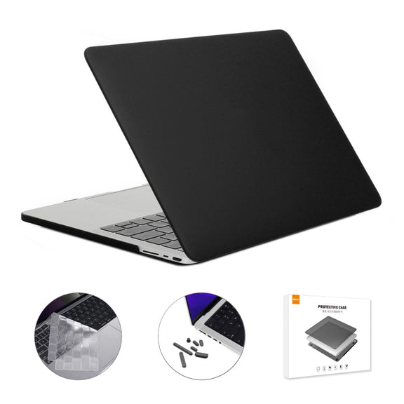 ENKAY Hat-Prince 3 in 1 Matte Laptop Protective Case + TPU Keyboard Film + Anti-dust Plugs Set for MacBook Pro 16.2 inch A2485 2021/A2880 2023, Version:US Version(Black)