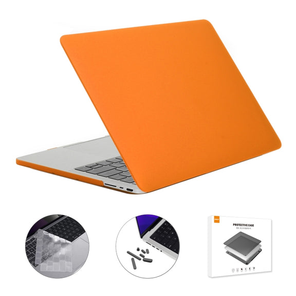 ENKAY Hat-Prince 3 in 1 Matte Laptop Protective Case + TPU Keyboard Film + Anti-dust Plugs Set for MacBook Pro 16.2 inch A2485 2021/A2880 2023, Version:US Version(Orange)