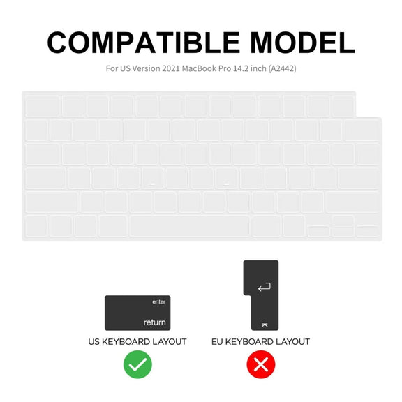 ENKAY Hat-Prince 3 in 1 Crystal Laptop Protective Case + TPU Keyboard Film + Anti-dust Plugs Set for MacBook Pro 14.2 inch A2442 2021, Version:US Version(Orange)
