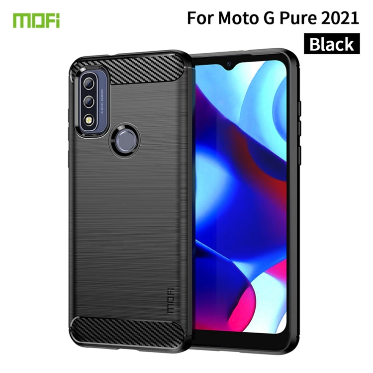 For Motorola Moto G Pure 2021 MOFI Gentleness Series Brushed Texture Carbon Fiber Soft TPU Case(Black) - Motorola Cases by MOFI | Online Shopping South Africa | PMC TechLife | Buy Now Pay Later Mobicred