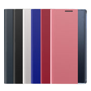 For Samsung Galaxy S22 Ultra 5G Plain Texture Cloth Attraction Flip Holder Leather Phone Case(Dark Blue)