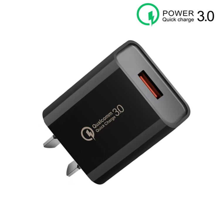 CA-25 QC3.0 USB 3A Fast Charger for Mobile Phone, AU Plug(Black) - USB Charger by PMC Jewellery | Online Shopping South Africa | PMC Jewellery | Buy Now Pay Later Mobicred