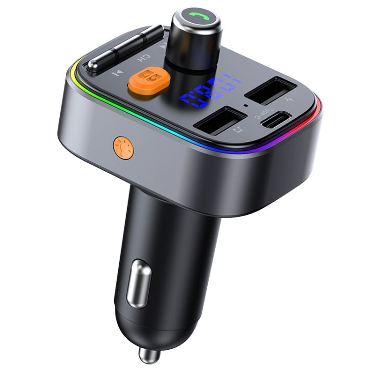 T48C Car Bluetooth 5.0 Fm Transmitter Kit Dual USB with Type-C 5V 2.4A Car Charger - Bluetooth Car Kits by PMC TechLife | Online Shopping South Africa | PMC TechLife | Buy Now Pay Later Mobicred