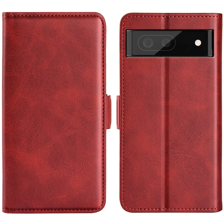 For Google Pixel 6a Dual-side Magnetic Buckle Leather Phone Case(Red) - Google Cases by PMC TechLife | Online Shopping South Africa | PMC TechLife | Buy Now Pay Later Mobicred