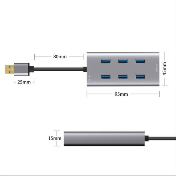 Multiport Metal Enclosure Docking Station HUB with 7 USB 3.0 Ports