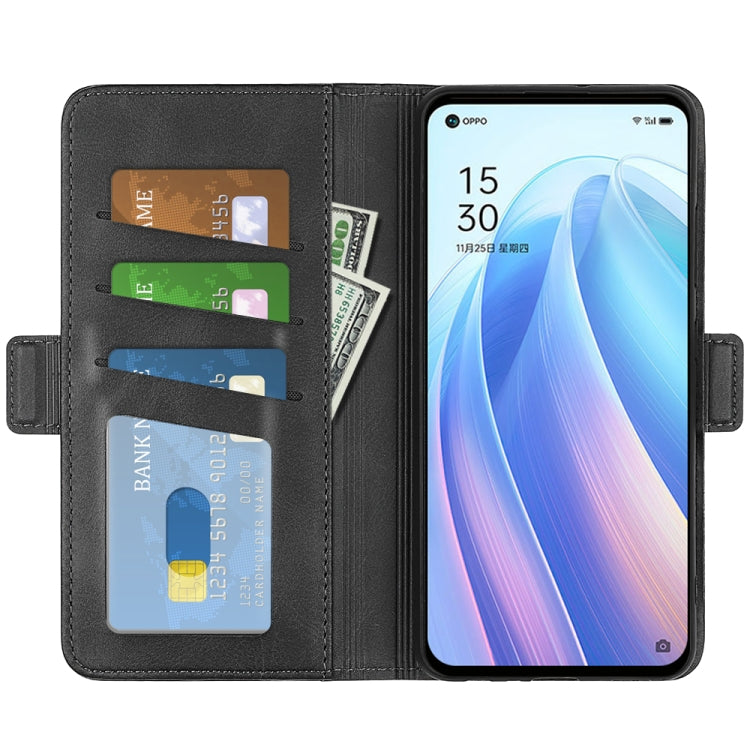For OPPO Reno7 5G / Find X5 Lite Dual-side Magnetic Flip Leather Case(Black) - OPPO Cases by PMC TechLife | Online Shopping South Africa | PMC TechLife | Buy Now Pay Later Mobicred