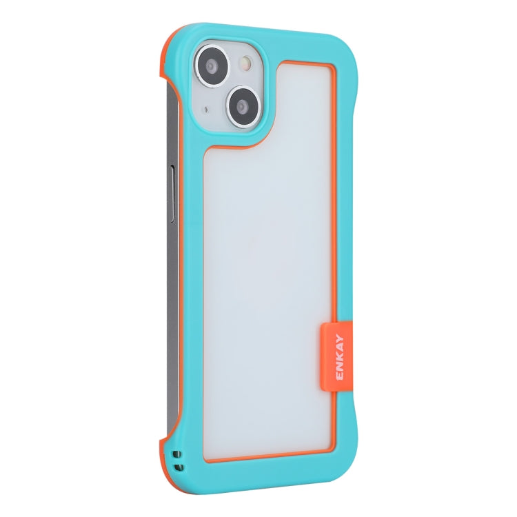 For iPhone 13 ENKAY Frameless Hollow Shockproof PC Case(Blue) - iPhone 13 Cases by ENKAY | Online Shopping South Africa | PMC TechLife | Buy Now Pay Later Mobicred