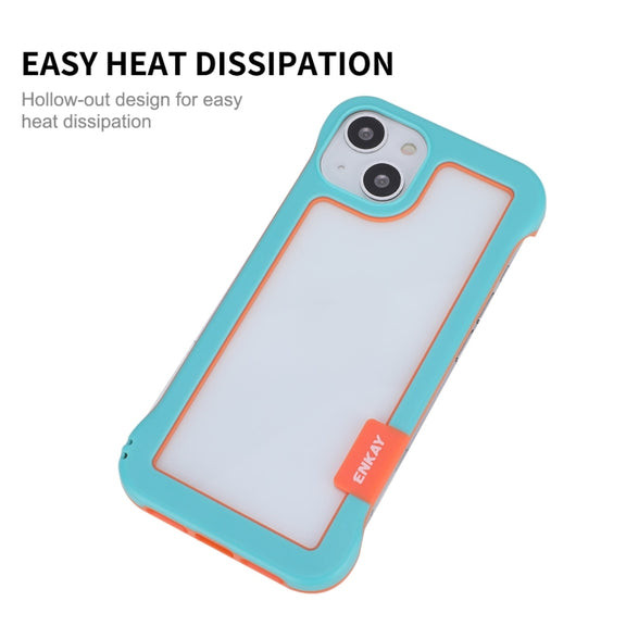 For iPhone 13 ENKAY Frameless Hollow Shockproof PC Case(Blue)
