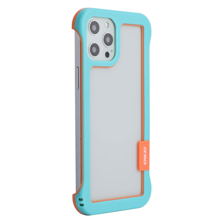 For iPhone 12 Pro Max ENKAY Frameless Hollow Shockproof PC Case(Blue) - iPhone 12 Pro Max Cases by ENKAY | Online Shopping South Africa | PMC TechLife | Buy Now Pay Later Mobicred
