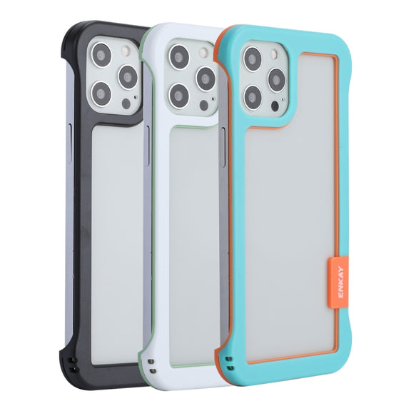 For iPhone 12 Pro Max ENKAY Frameless Hollow Shockproof PC Case(Blue)
