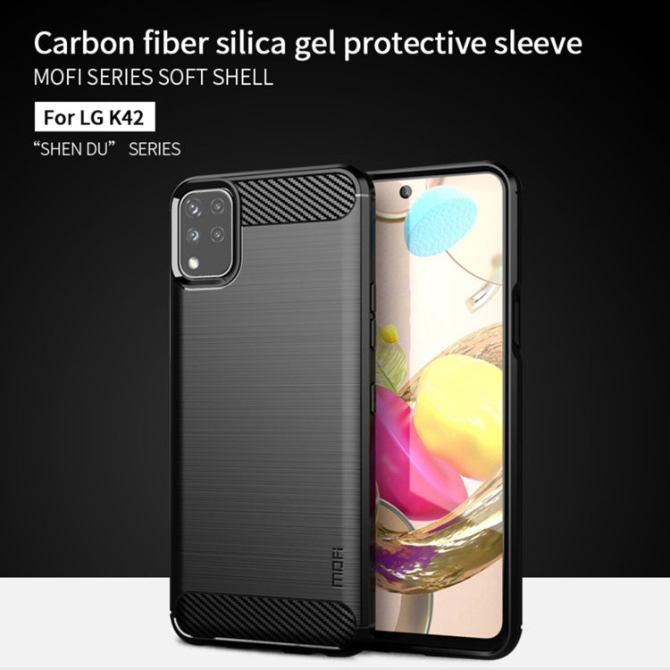 For LG K42 MOFI Gentleness Brushed Carbon Fiber Soft TPU Case(Red) - LG Cases by MOFI | Online Shopping South Africa | PMC TechLife | Buy Now Pay Later Mobicred