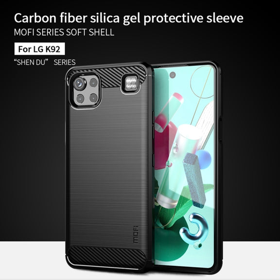 For LG K92 MOFI Gentleness Brushed Carbon Fiber Soft TPU Case(Blue)