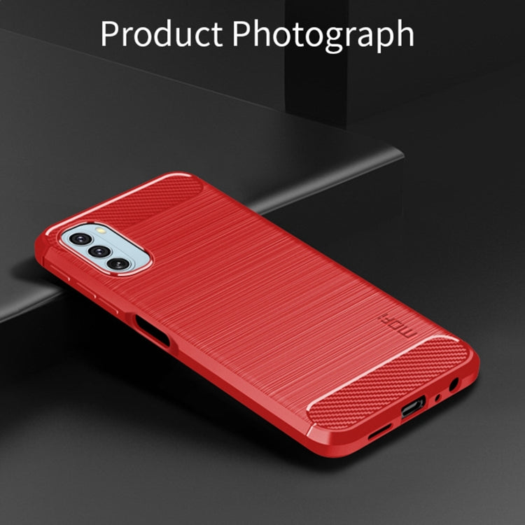 For Motorola Moto G51  5G MOFI Gentleness Brushed Carbon Fiber Soft TPU Case(Red) - Motorola Cases by MOFI | Online Shopping South Africa | PMC TechLife | Buy Now Pay Later Mobicred