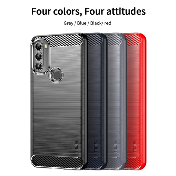 For Motorola Moto G71 5G MOFI Gentleness Brushed Carbon Fiber Soft TPU Case(Blue)