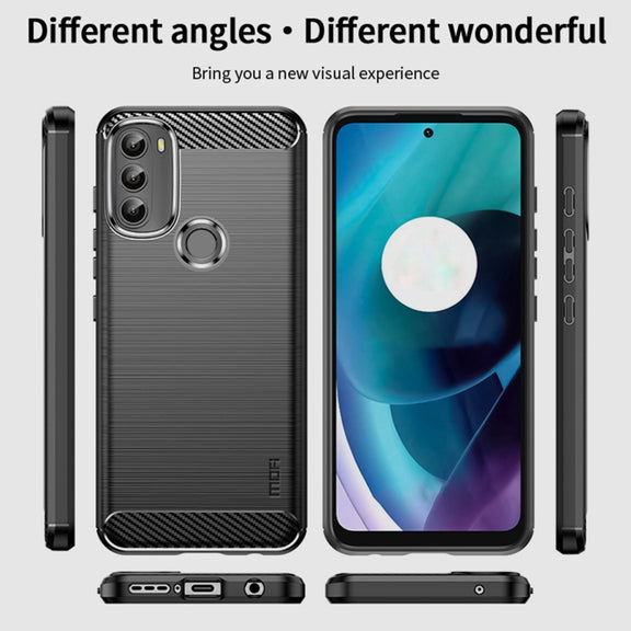 For Motorola Moto G71 5G MOFI Gentleness Brushed Carbon Fiber Soft TPU Case(Gray)