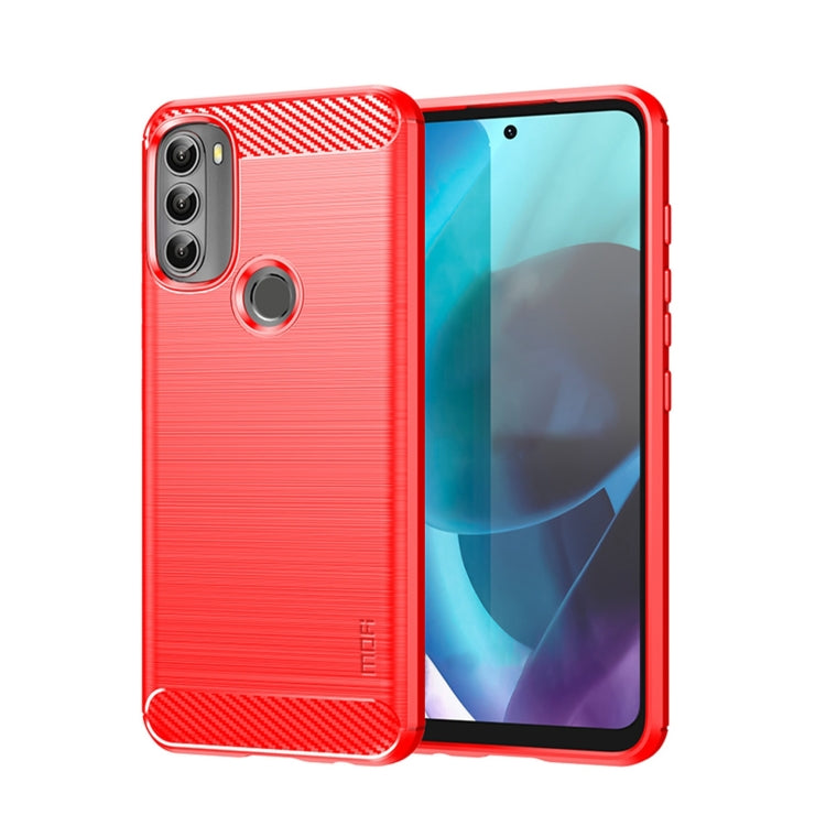 For Motorola Moto G71 5G MOFI Gentleness Brushed Carbon Fiber Soft TPU Case(Red) - Motorola Cases by MOFI | Online Shopping South Africa | PMC TechLife | Buy Now Pay Later Mobicred