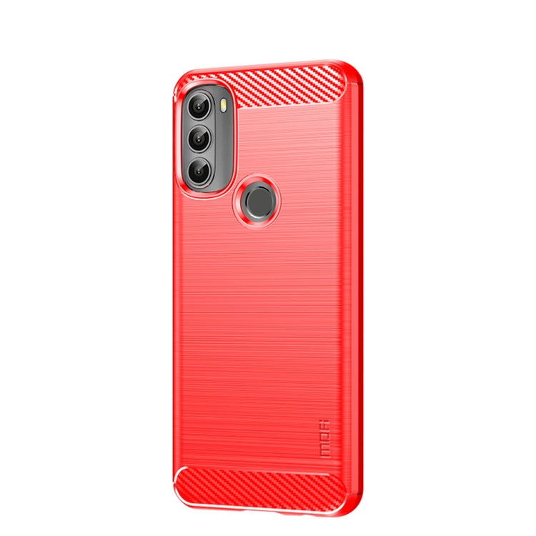 For Motorola Moto G71 5G MOFI Gentleness Brushed Carbon Fiber Soft TPU Case(Red) - Motorola Cases by MOFI | Online Shopping South Africa | PMC TechLife | Buy Now Pay Later Mobicred