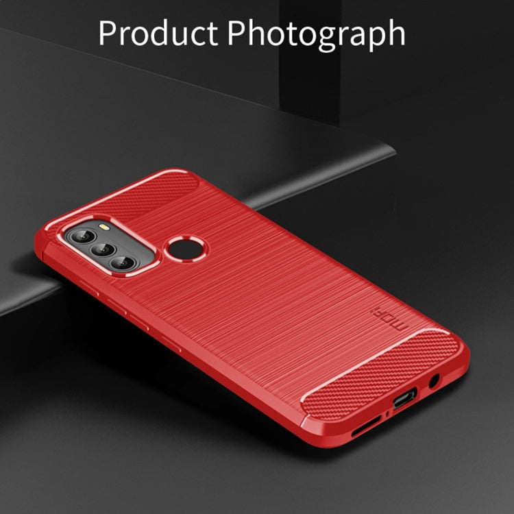 For Motorola Moto G71 5G MOFI Gentleness Brushed Carbon Fiber Soft TPU Case(Red) - Motorola Cases by MOFI | Online Shopping South Africa | PMC TechLife | Buy Now Pay Later Mobicred