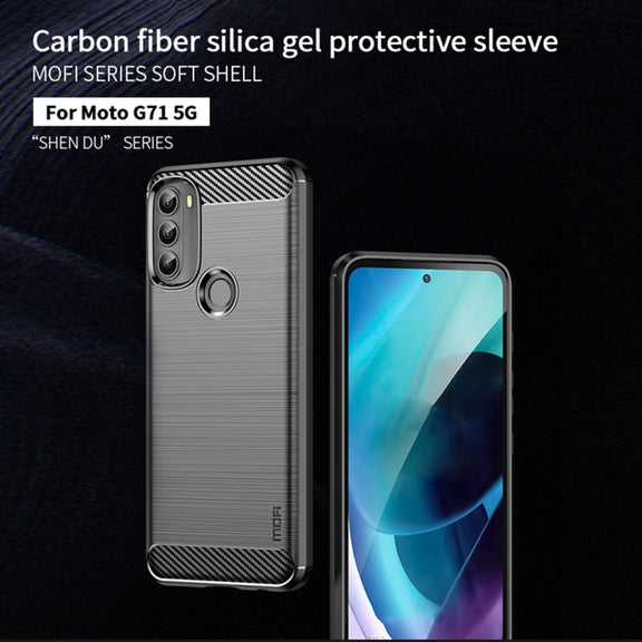 For Motorola Moto G71 5G MOFI Gentleness Brushed Carbon Fiber Soft TPU Case(Red)