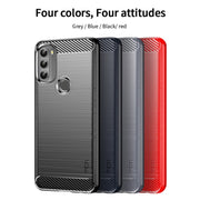 For Motorola Moto G71 5G MOFI Gentleness Brushed Carbon Fiber Soft TPU Case(Red)
